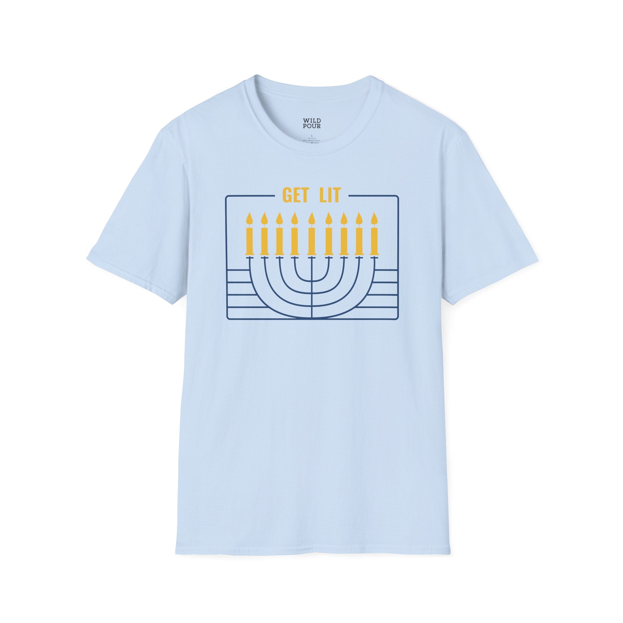 Get Lit, Menorah Tee-Adult Tees-Wild Pour