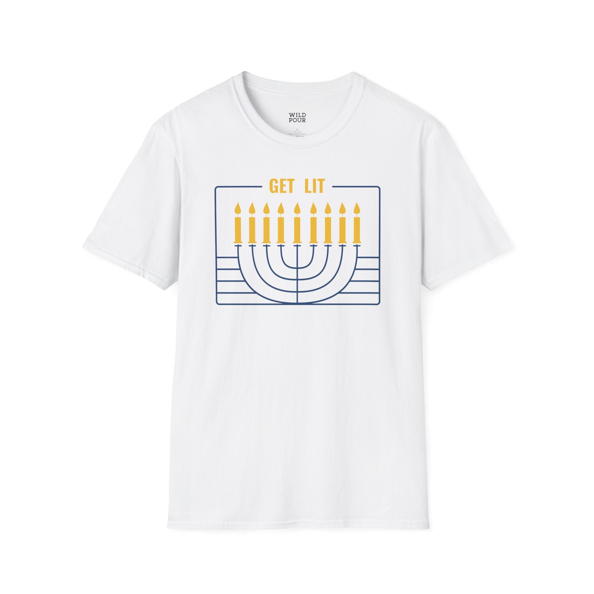 Get Lit, Menorah Tee-Adult Tees-Wild Pour