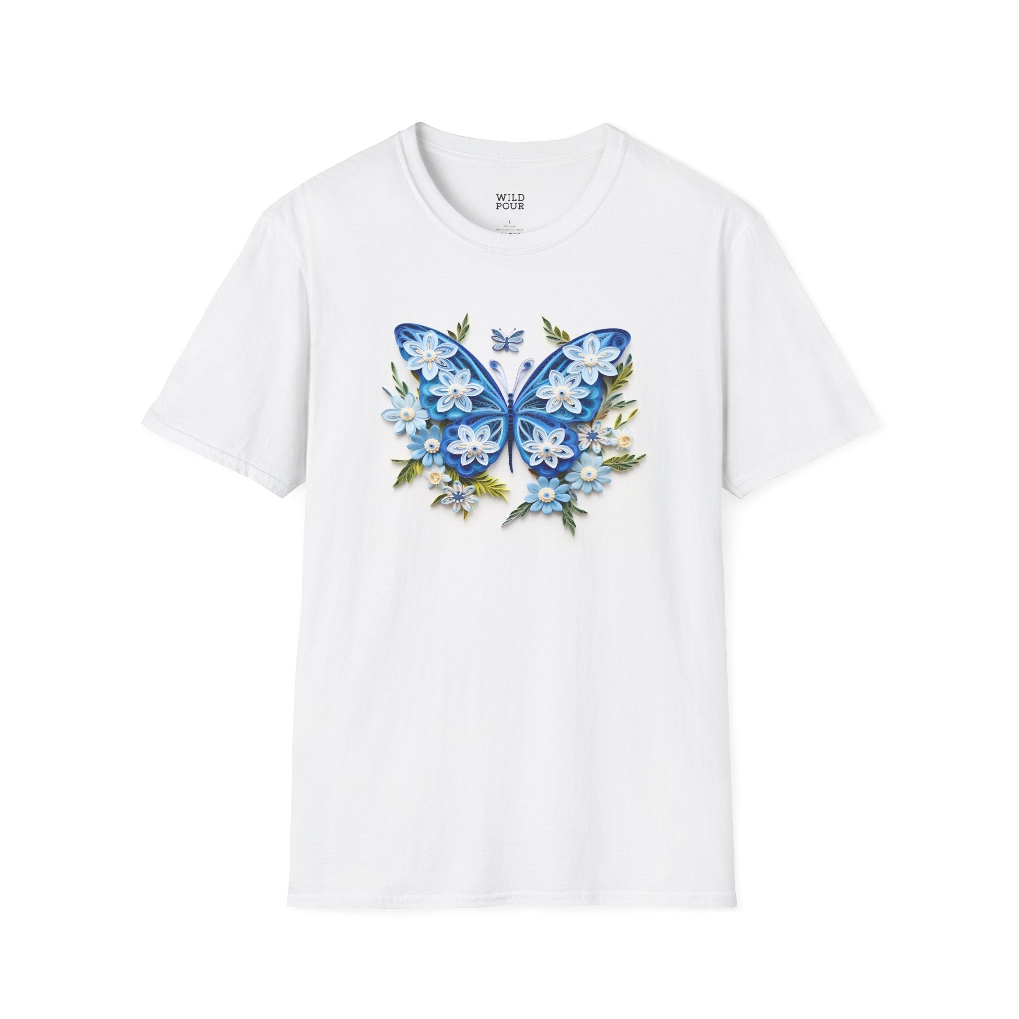 Blue Butterfly, Paper Quilling Tee-Adult Tees-Wild Pour