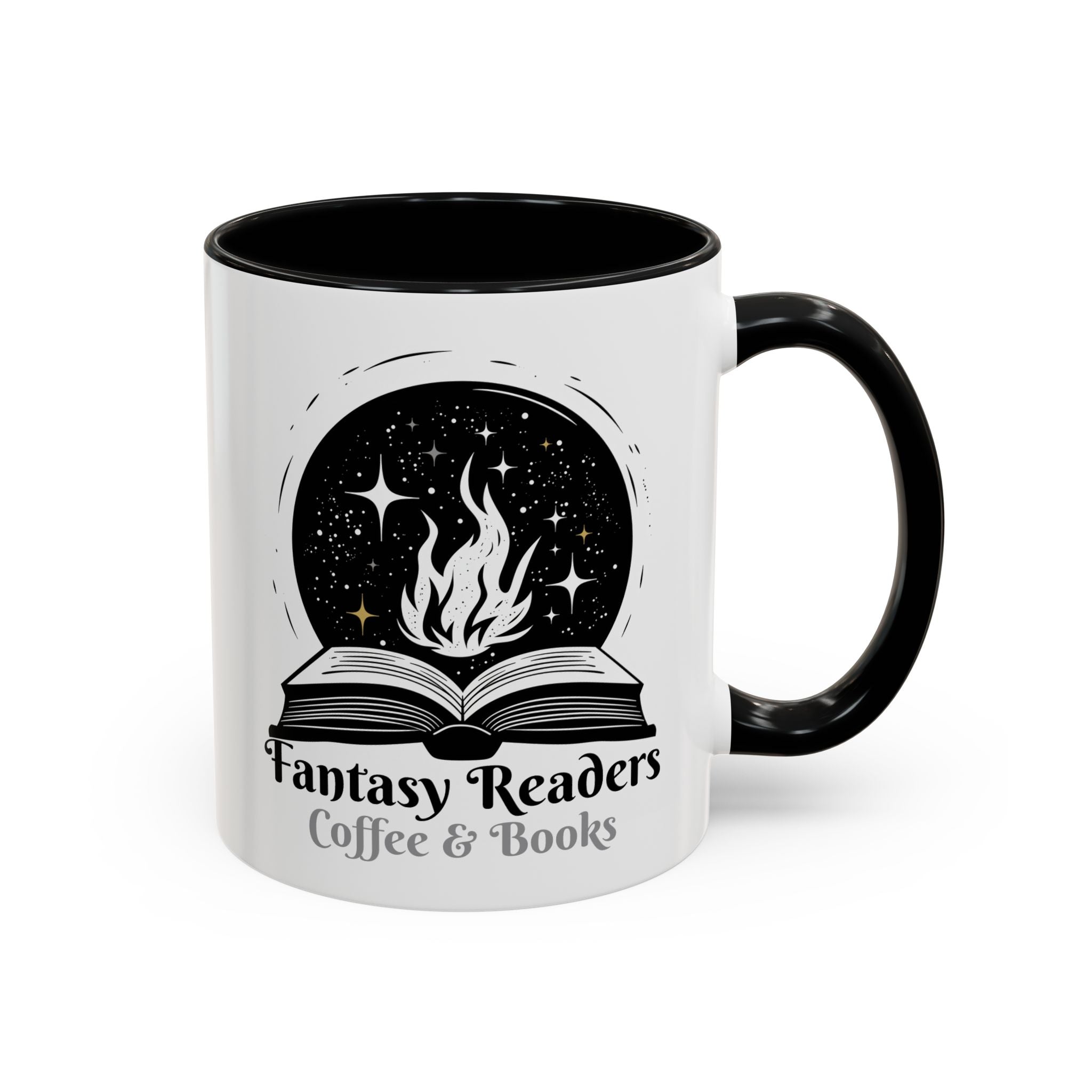 Fantasy Readers Coffee & Books - Fireball Mug - Available in a variety of vibrant accent colors, and in 15oz and 11oz sizes. Dishwasher and microwave safe.