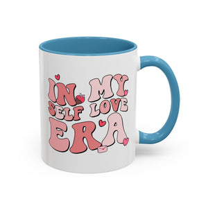 In My Self Love Era, Anti-Valentine's Day Mug - Available in a variety of vibrant accent colors, and in 15oz and 11oz sizes. Dishwasher and microwave safe.