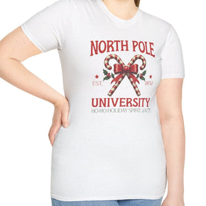 North Pole University, Candy Canes Tee-Adult Tees-Wild Pour