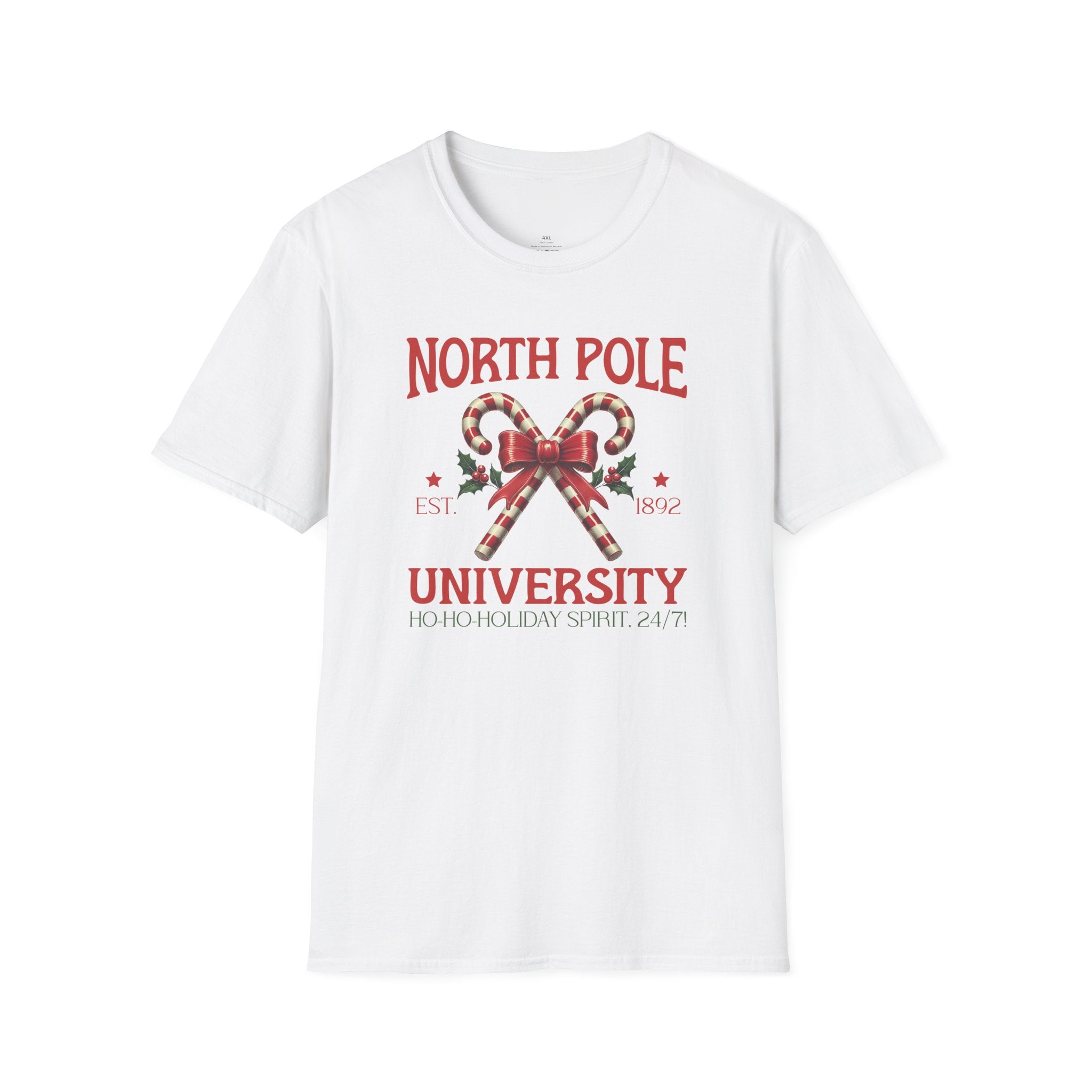 North Pole University, Candy Canes Tee-Adult Tees-Wild Pour