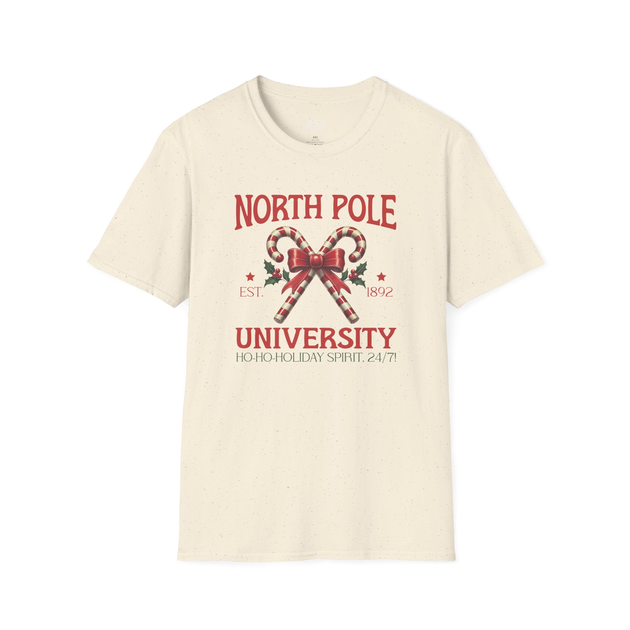 North Pole University, Candy Canes Tee-Adult Tees-Wild Pour