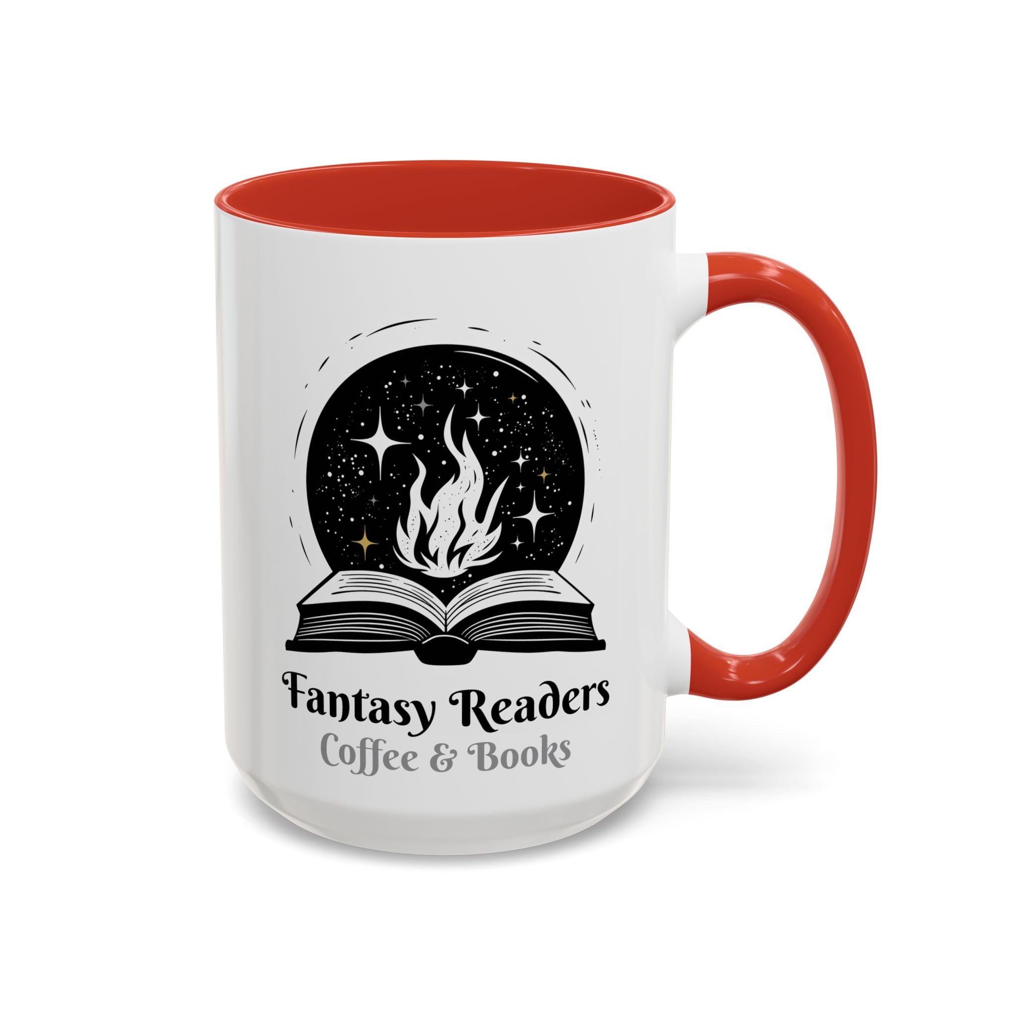 Fantasy Readers Coffee & Books - Fireball Mug - Available in a variety of vibrant accent colors, and in 15oz and 11oz sizes. Dishwasher and microwave safe.