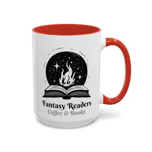 Fantasy Readers Coffee & Books - Fireball Mug - Available in a variety of vibrant accent colors, and in 15oz and 11oz sizes. Dishwasher and microwave safe.