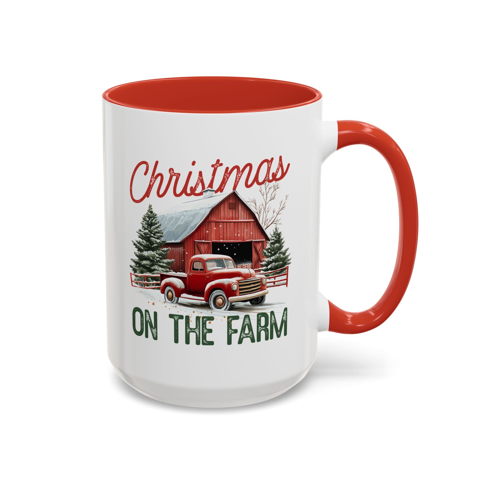 Christmas on the Farm, Red Truck and Barn Mug-Mug-Wild Pour