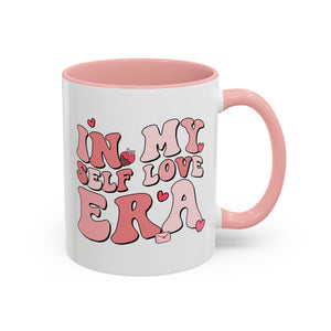 In My Self Love Era, Anti-Valentine's Day Mug - Available in a variety of vibrant accent colors, and in 15oz and 11oz sizes. Dishwasher and microwave safe.