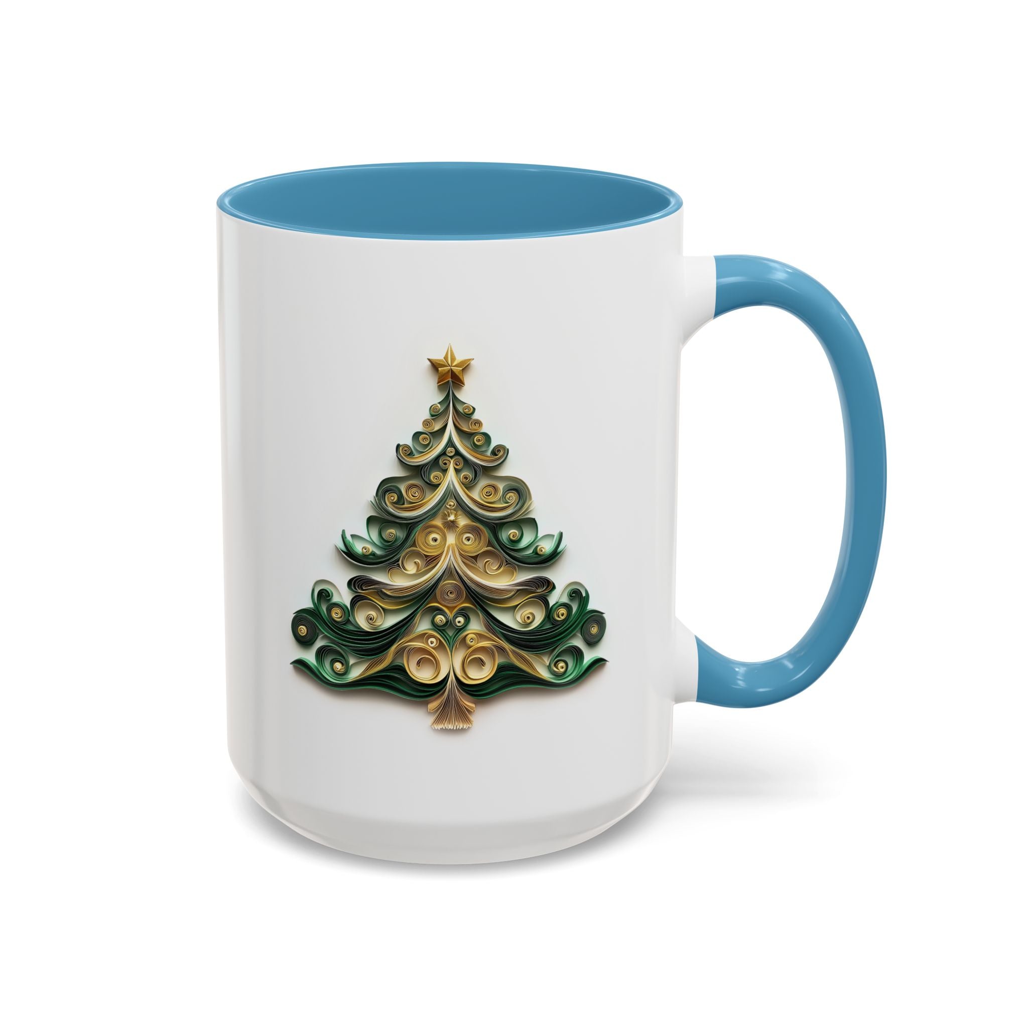 Christmas Tree, Green and Gold, Paper Quilling Mug-Mug-Wild Pour