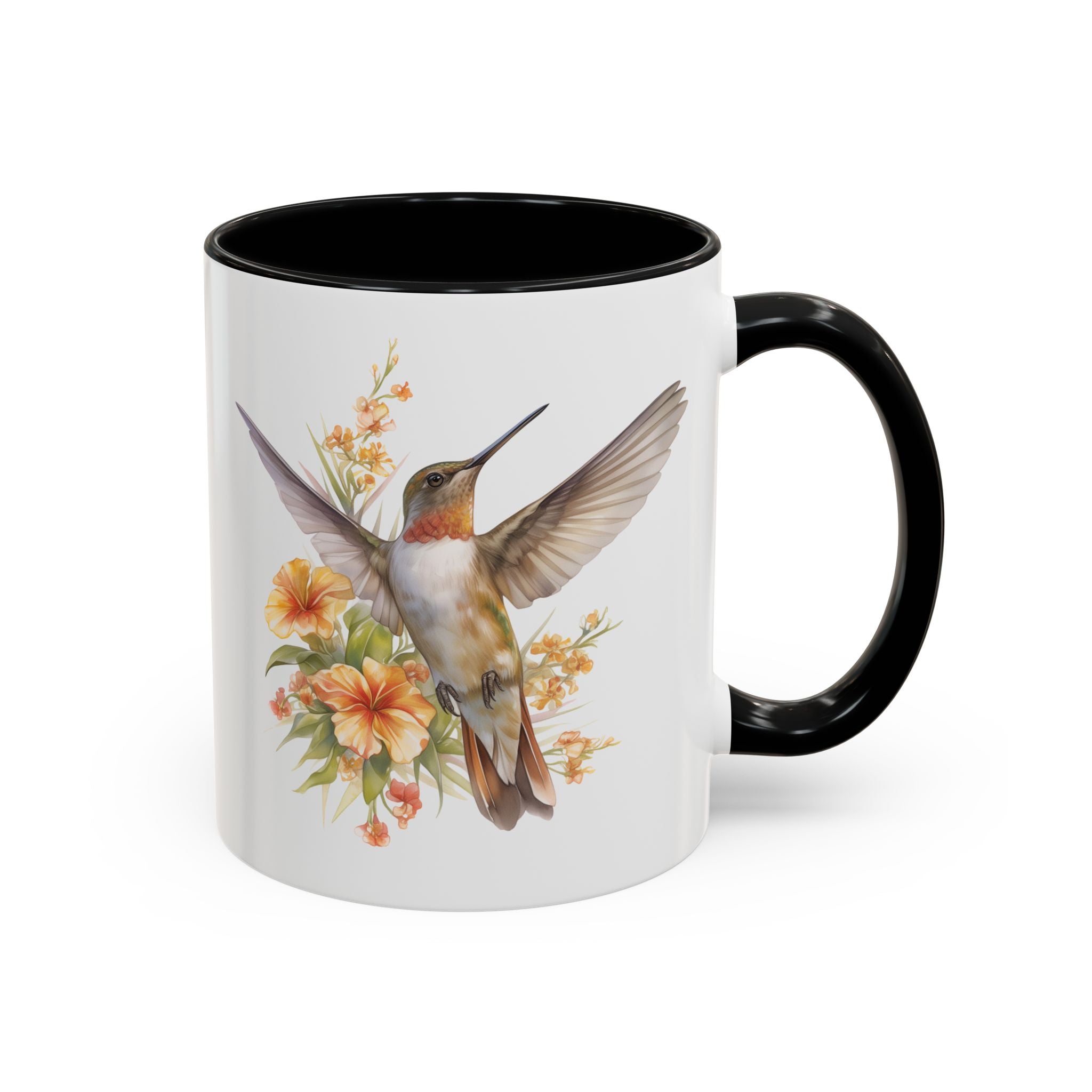 Hummingbird and Flowers, Soft Watercolor Mug-Mug-Wild Pour