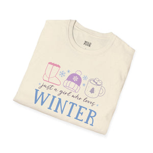 Just a Girl Who Loves Winter Tee-Adult Tees-Wild Pour