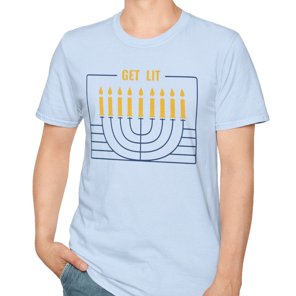 Get Lit, Menorah Tee-Adult Tees-Wild Pour