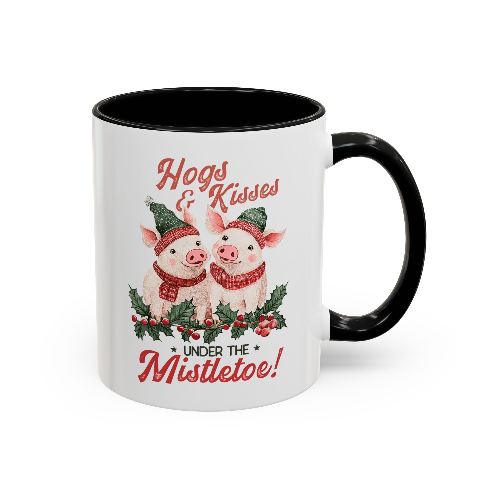 Hogs and Kisses Under the Mistletoe, Christmas Farm Pigs Mug-Mug-Wild Pour