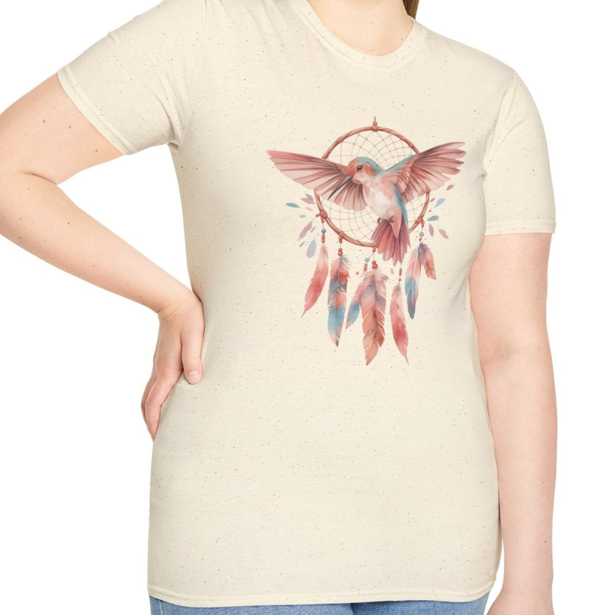 Hummingbird and Dreamcatcher Tee, Style B-Adult Tees-Wild Pour