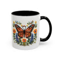 Monarch Butterfly, Paper Quilling Mug - Available in a variety of vibrant accent colors, and in 15oz and 11oz sizes. Dishwasher and microwave safe.