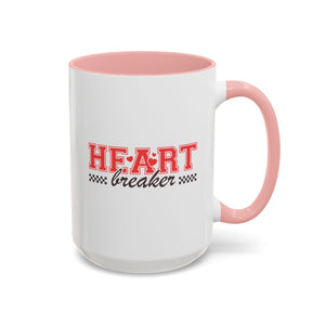 Heart Breaker, Anti-Valentine's Day Mug - Available in a variety of vibrant accent colors, and in 15oz and 11oz sizes. Dishwasher and microwave safe.