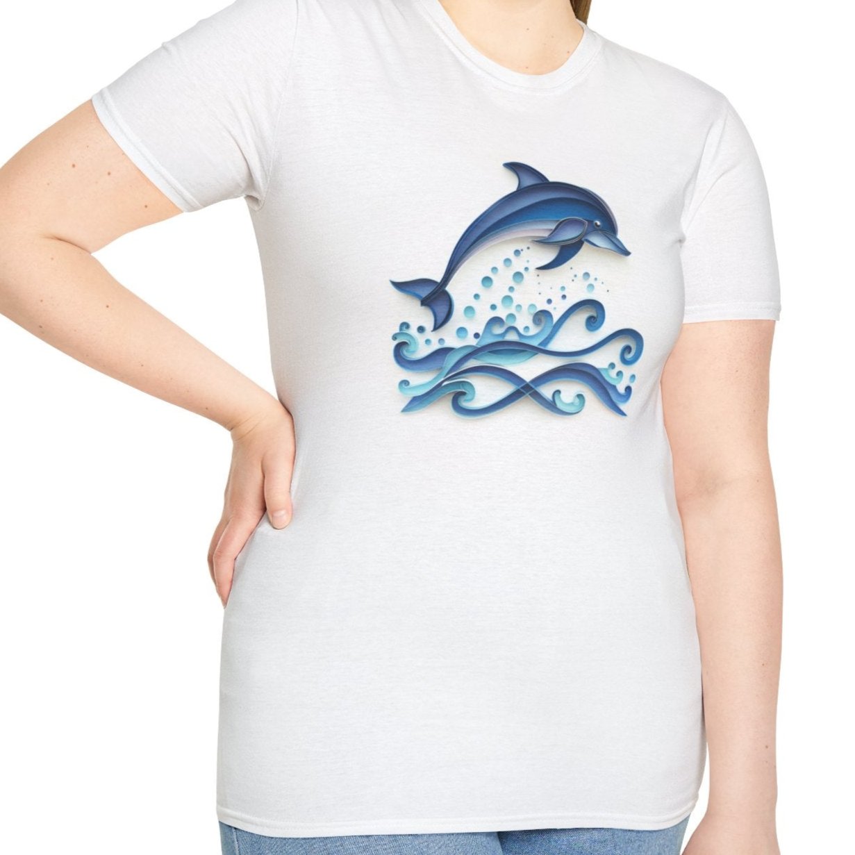 Dolphin, Paper Quilling Tee-Adult Tees-Wild Pour