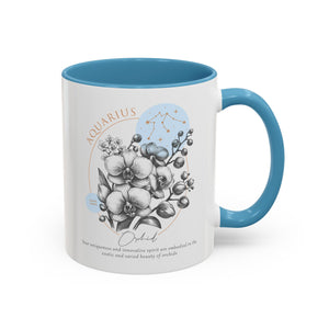 January - February, Orchid, Aquarius, Zodiac Birth Month Mug-Mug-Wild Pour