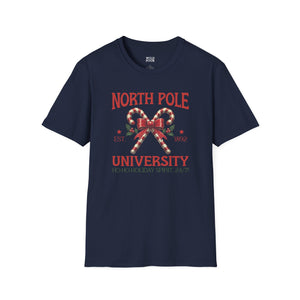 North Pole University, Candy Canes Tee-Adult Tees-Wild Pour