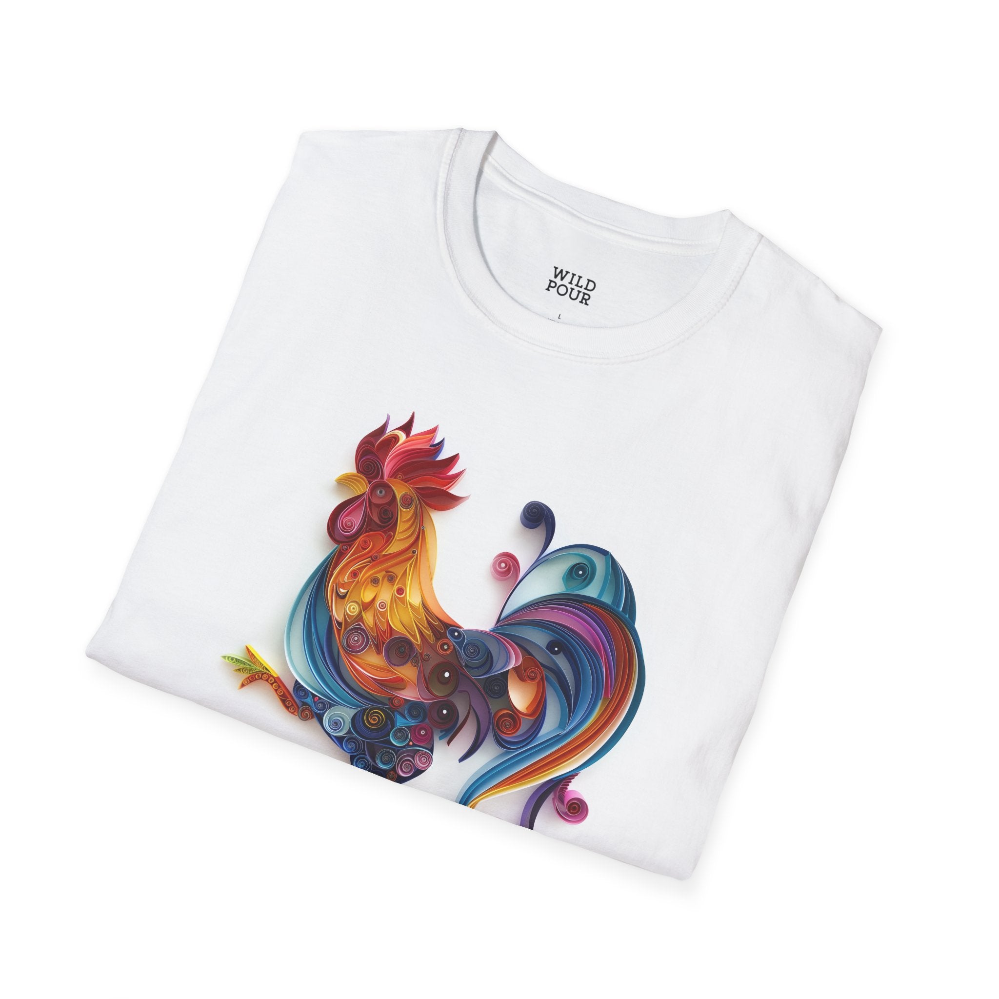 Rooster, Paper Quilling Tee-Adult Tees-Wild Pour