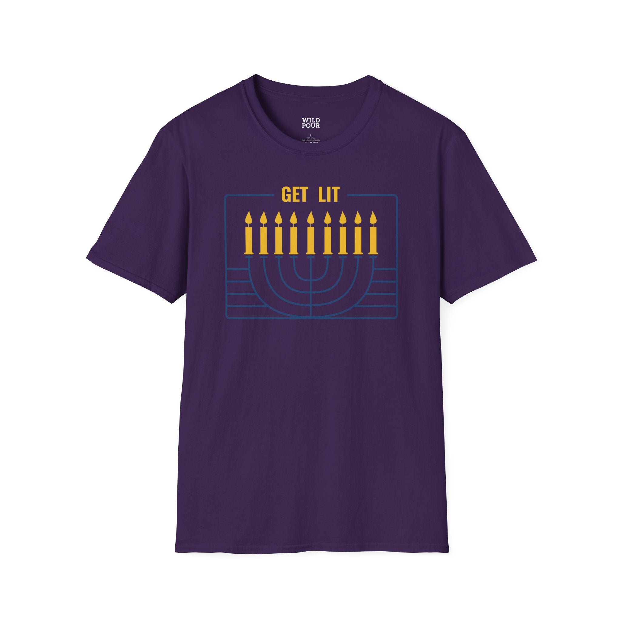 Get Lit, Menorah Tee-Adult Tees-Wild Pour