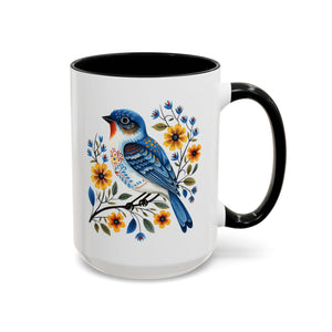 Blue Bird, Folk Art Mug-Mug-Wild Pour