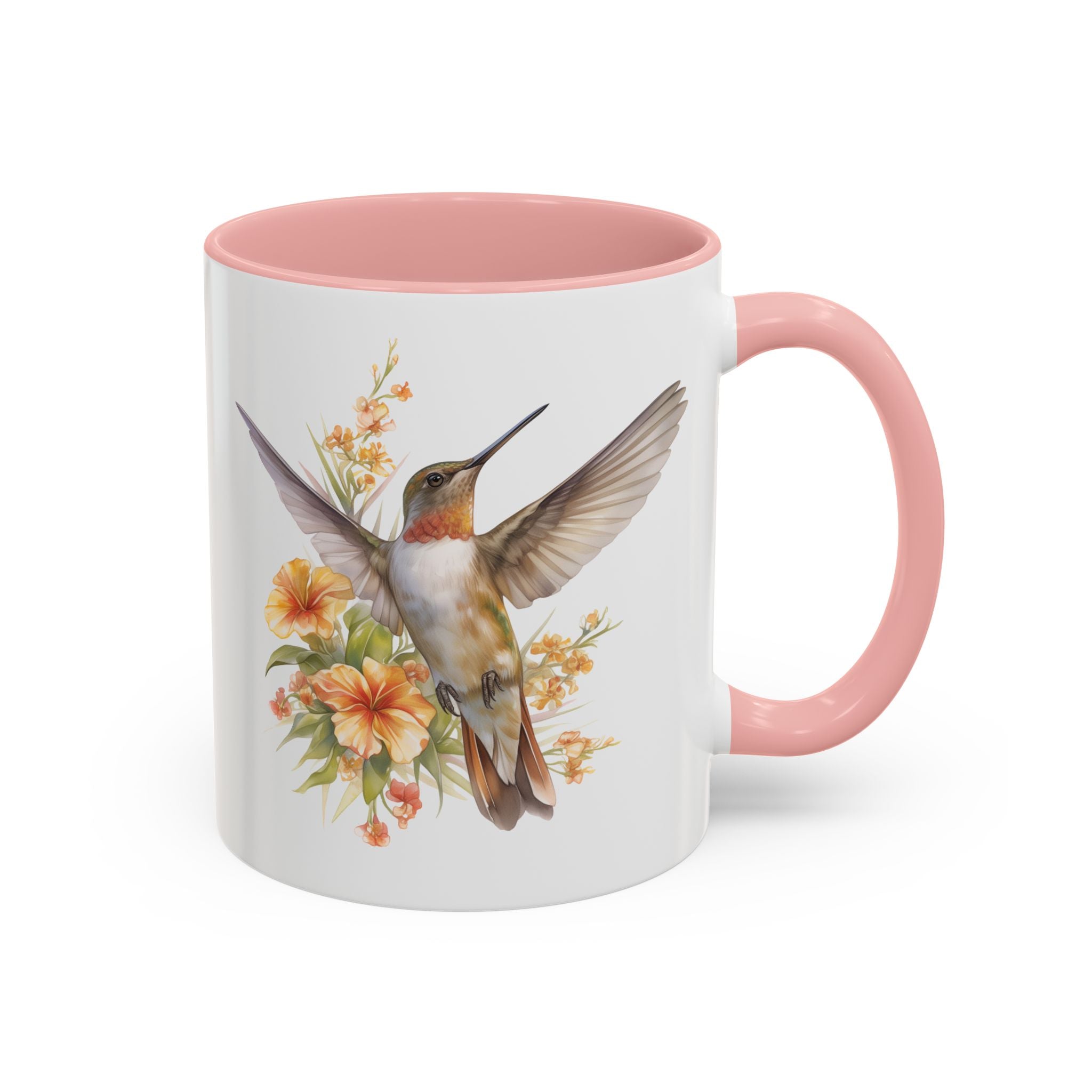 Hummingbird and Flowers, Soft Watercolor Mug-Mug-Wild Pour