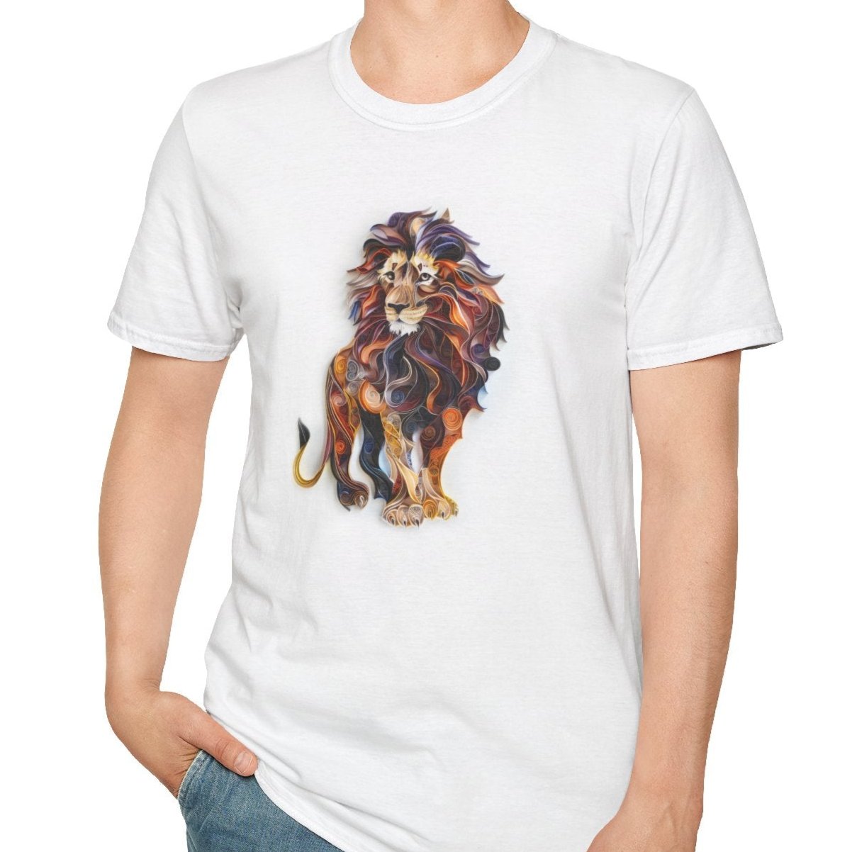 Lion, Paper Quilling Tee-Adult Tees-Wild Pour