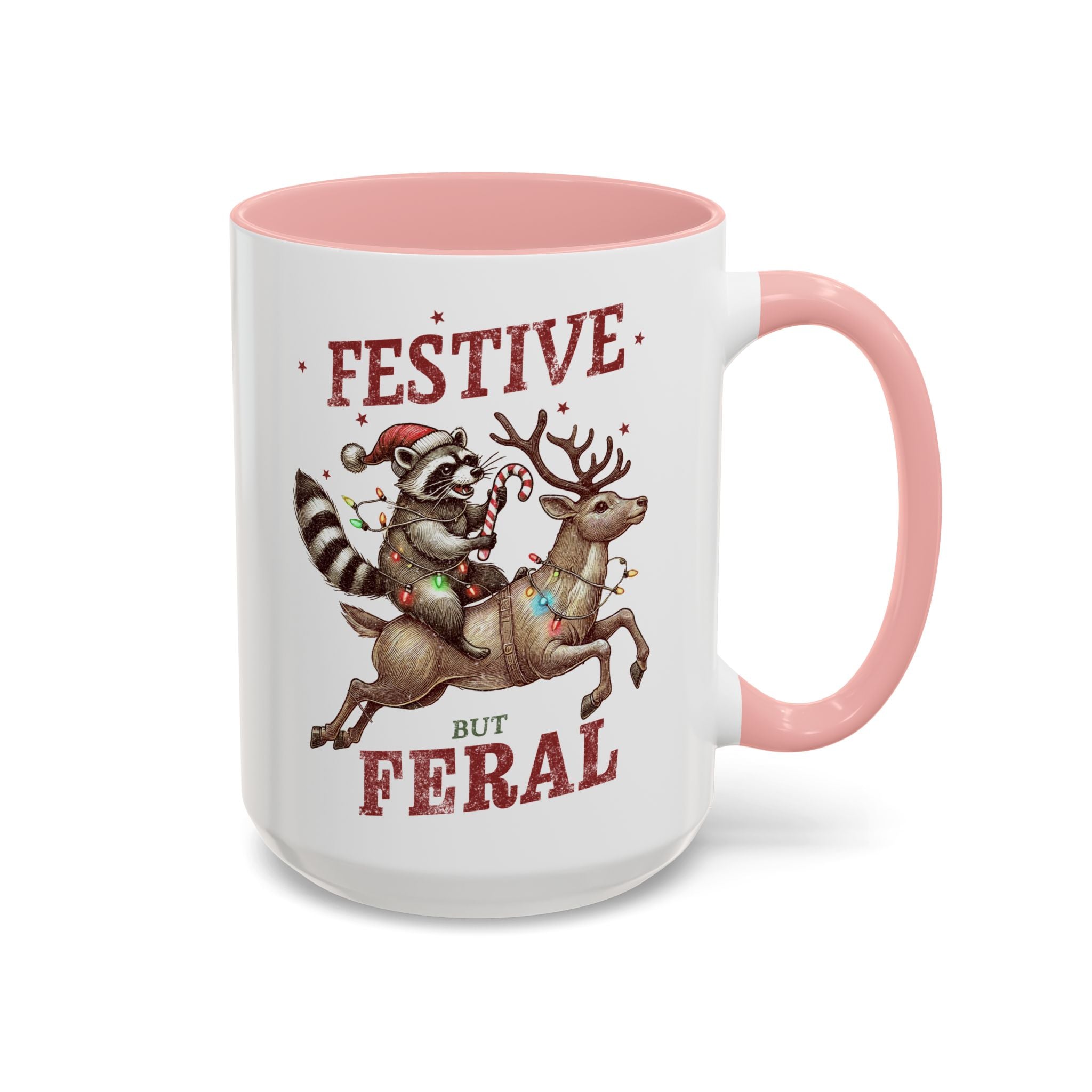 Festive But Feral, Christmas Raccoon Mug-Mug-Wild Pour