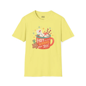 Hot Cocoa Warms Your Soul, Snowman Tee-Adult Tees-Wild Pour