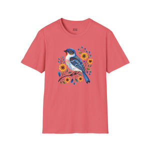 Blue Bird, Folk Art Tee-Adult Tees-Wild Pour