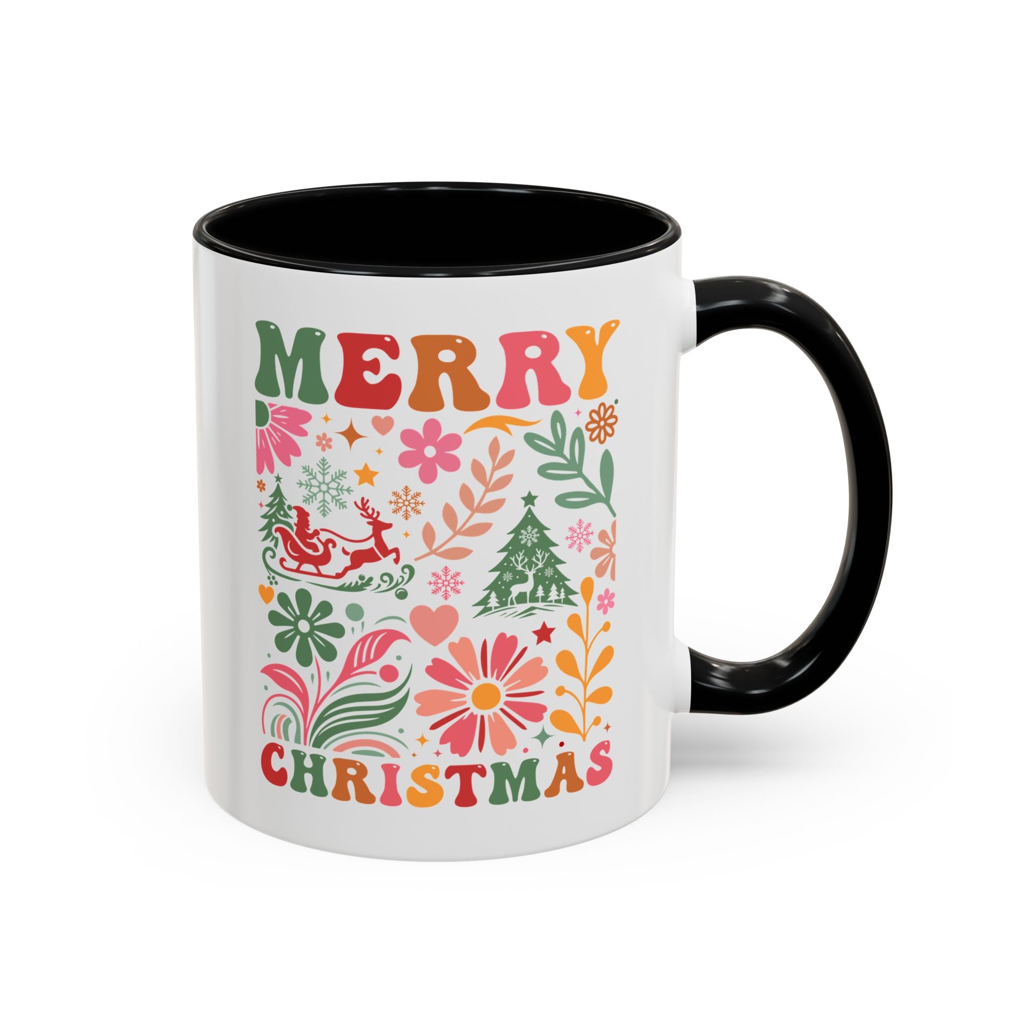 Merry Christmas, Boho Flowers Mug-Mug-Wild Pour