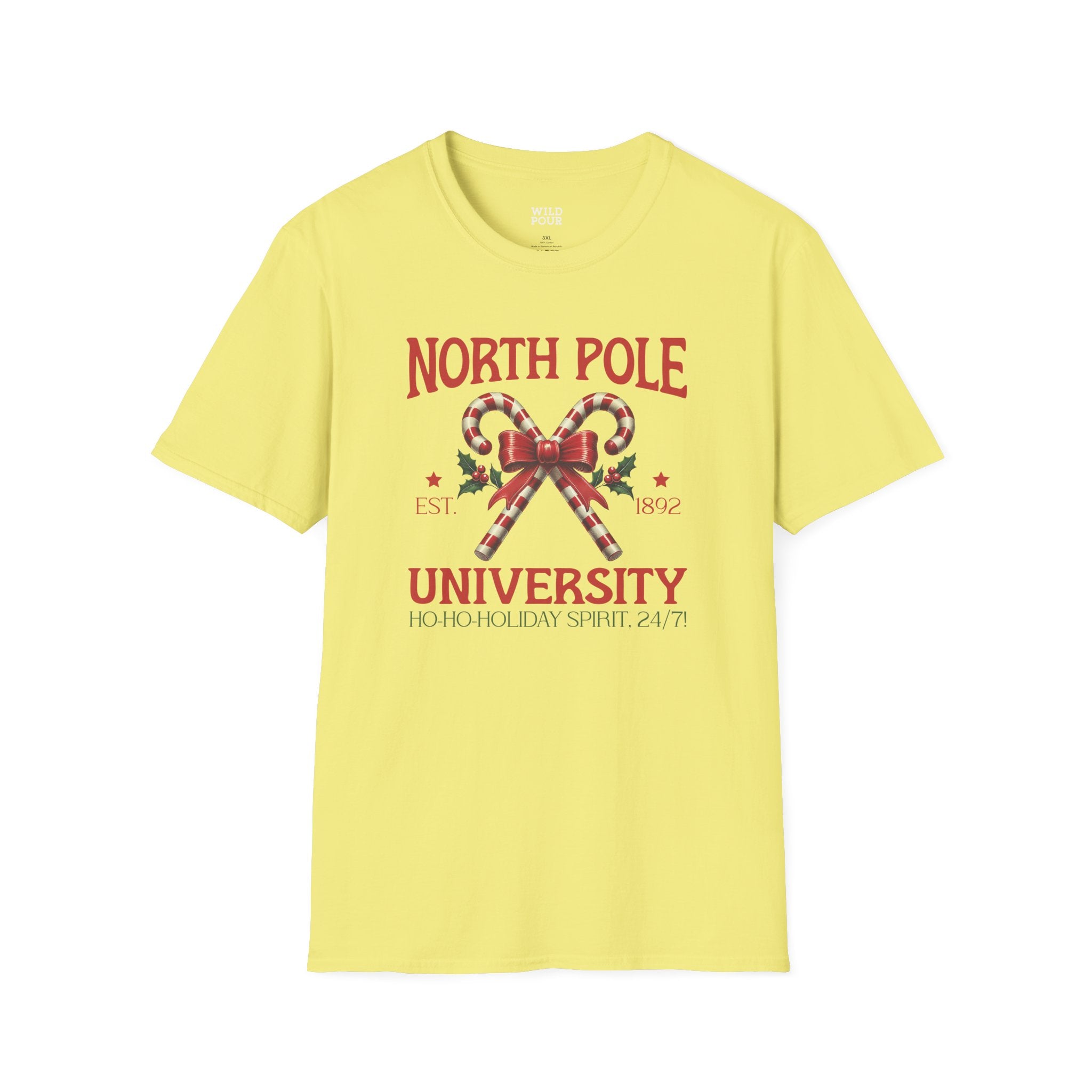 North Pole University, Candy Canes Tee-Adult Tees-Wild Pour