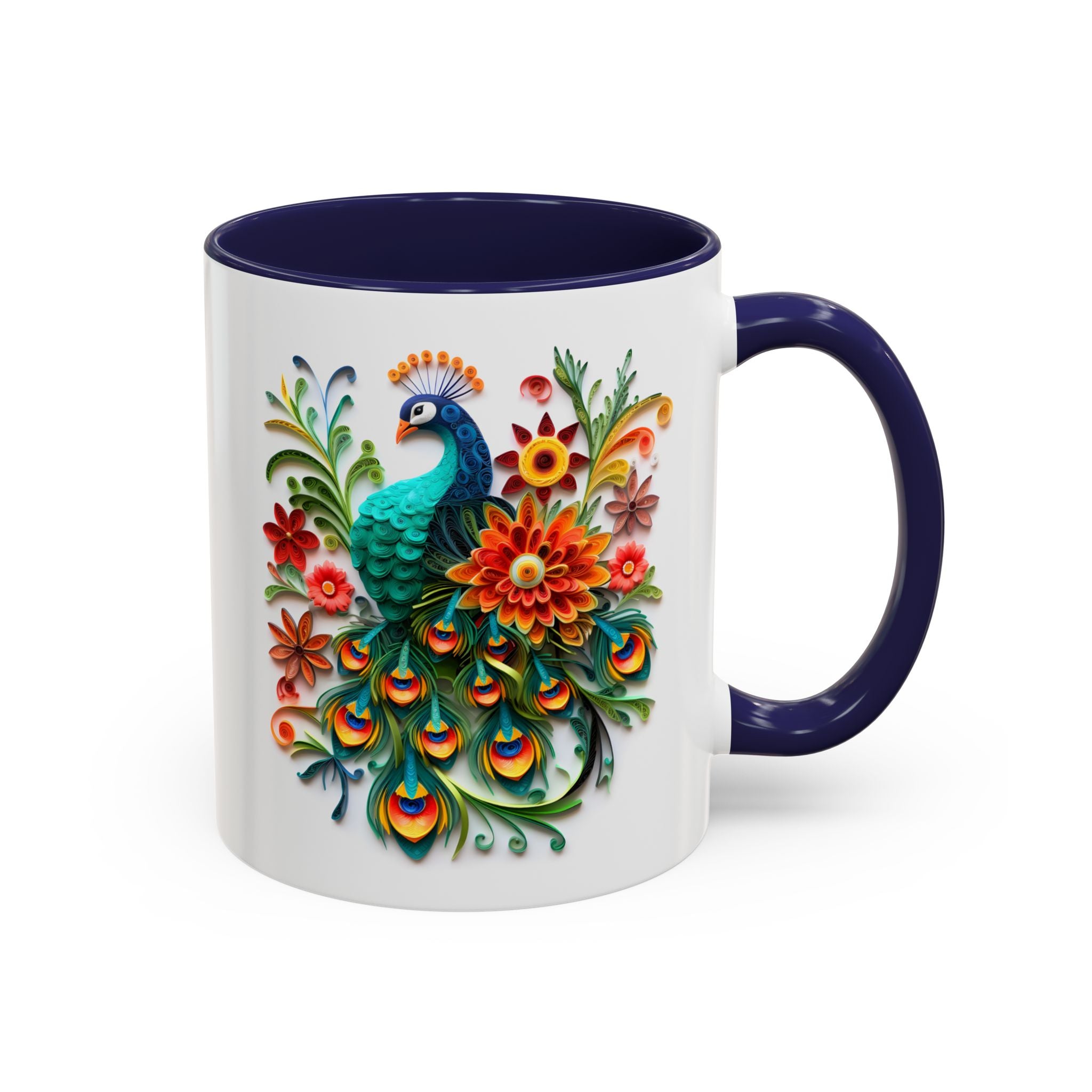 Peacock, Paper Quilling Mug-Mug-Wild Pour