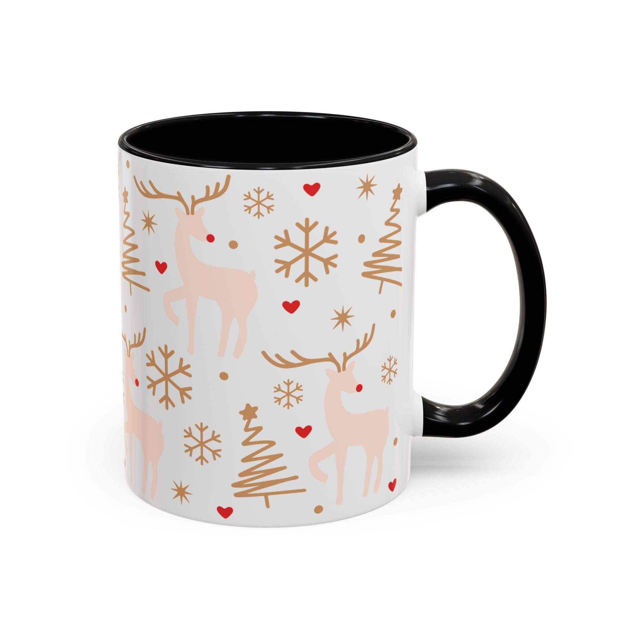 Reindeer, Snowflakes, and Trees, Decorative Wrap-Around Holiday Mug-Mug-Wild Pour