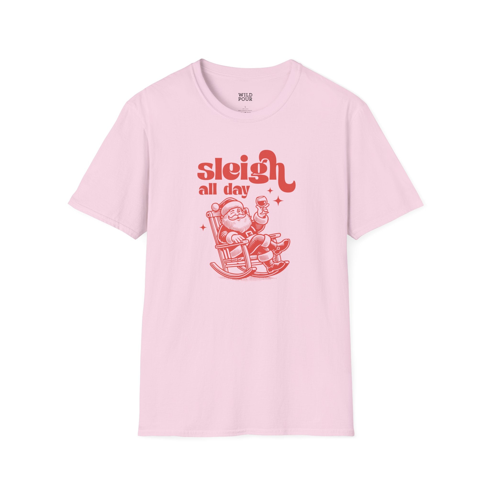 Sleigh All Day, Funny Santa Tee-Adult Tees-Wild Pour