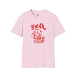 Sleigh All Day, Funny Santa Tee-Adult Tees-Wild Pour