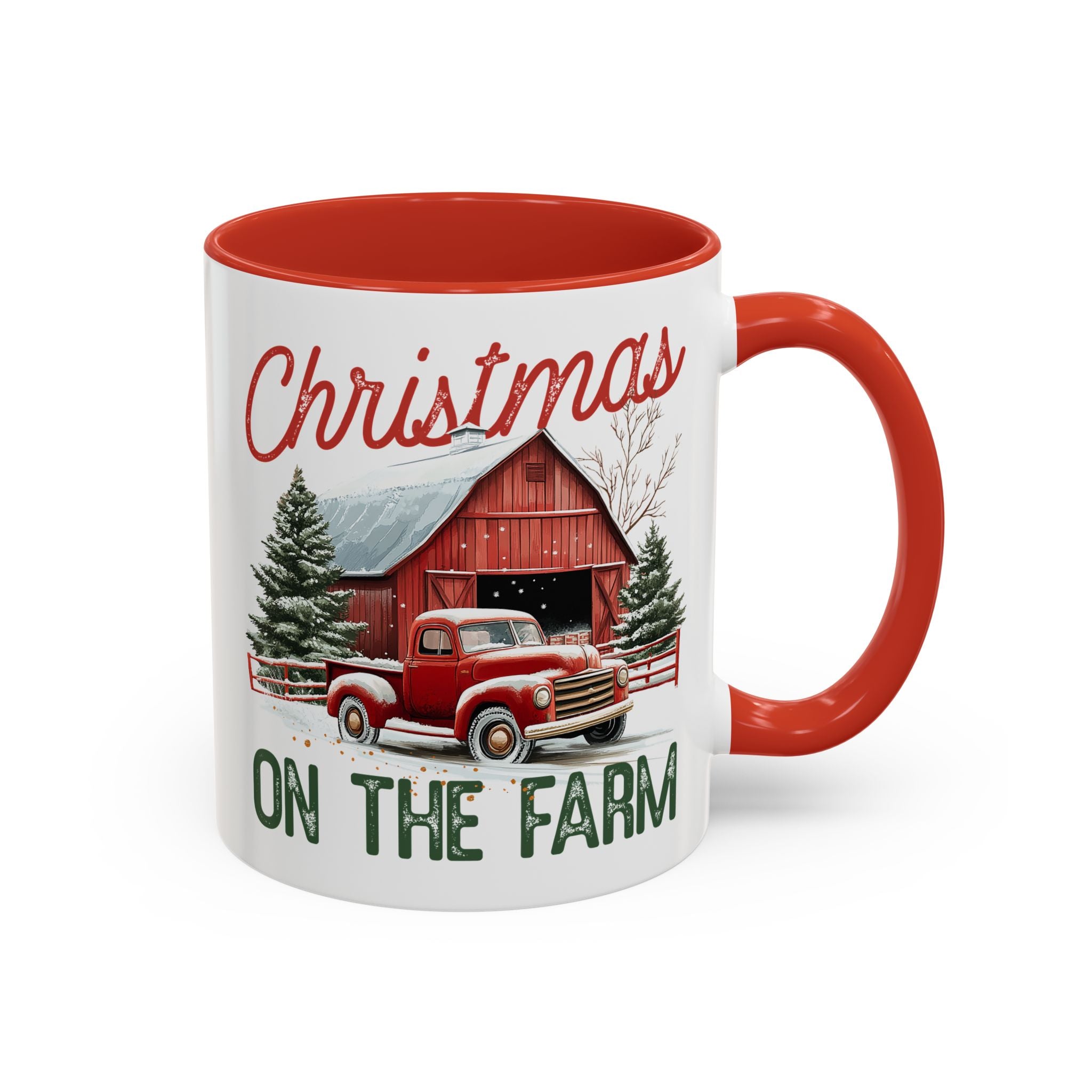 Christmas on the Farm, Red Truck and Barn Mug-Mug-Wild Pour