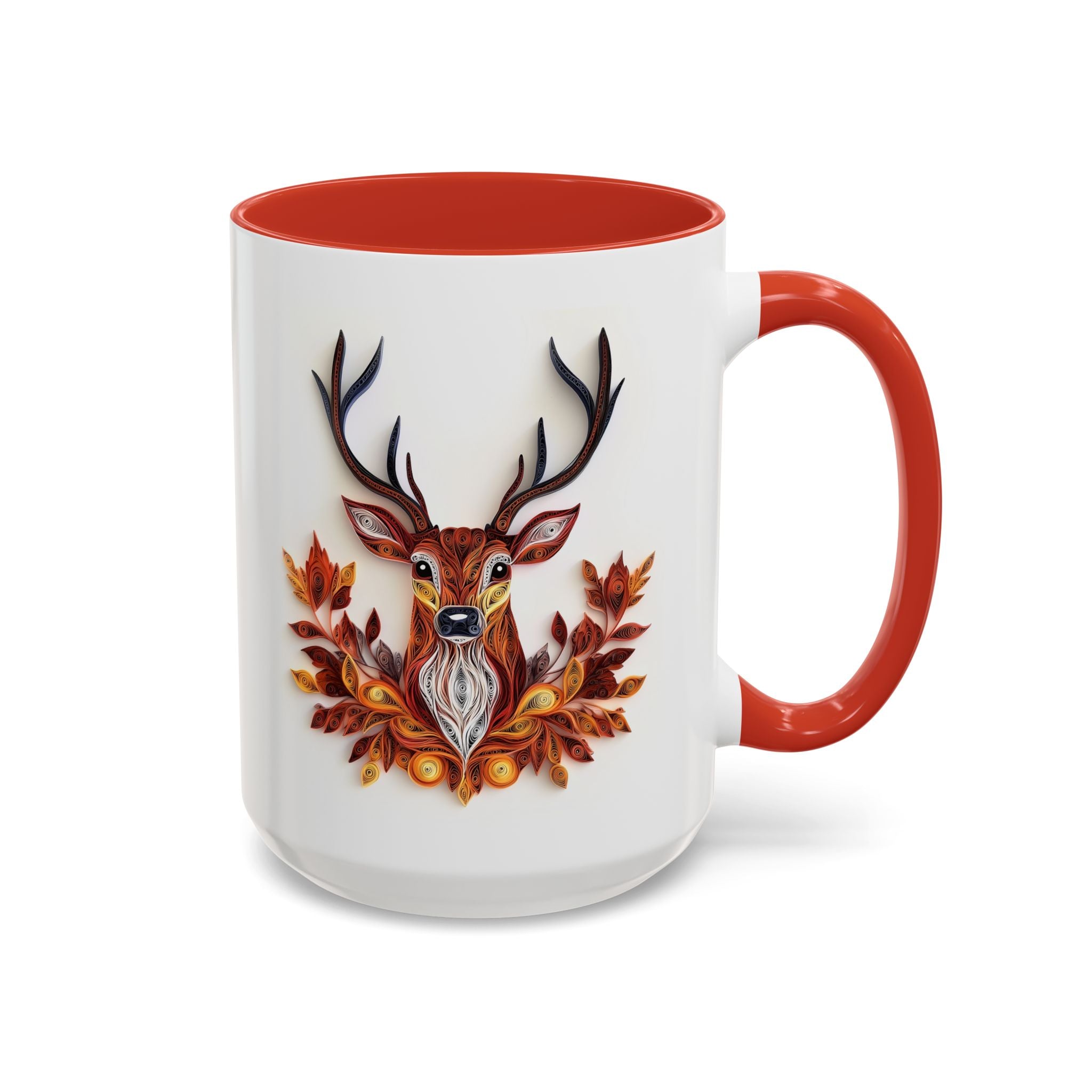 Deer with Fall Leaves, Paper Quilling Mug-Mug-Wild Pour