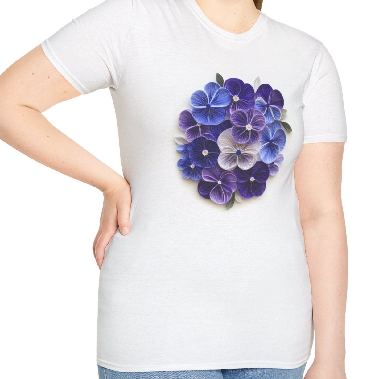 February Violet, Birth Month Paper Quilling Tee-Adult Tees-Wild Pour