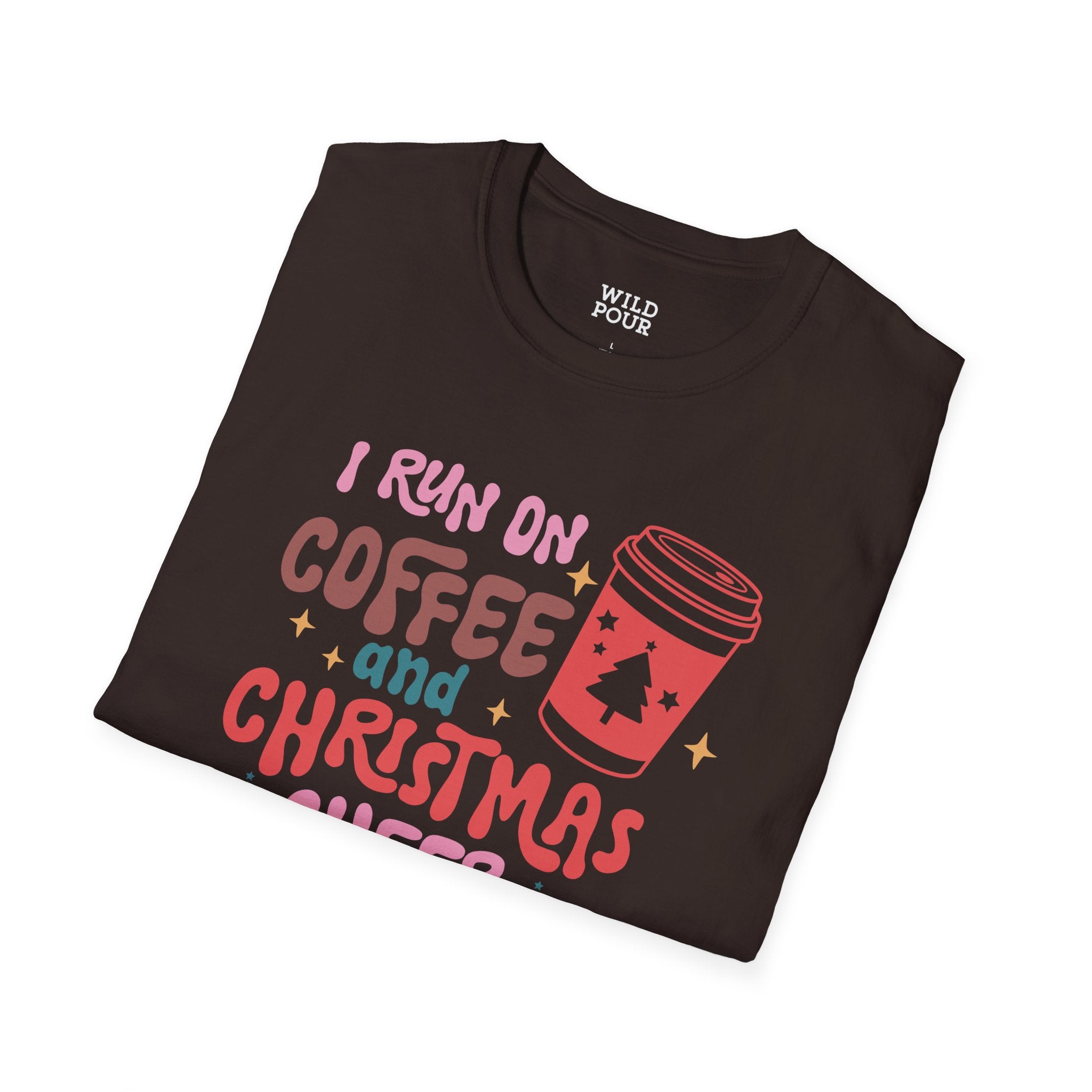 I Run on Coffee and Christmas Cheer Tee-Adult Tees-Wild Pour