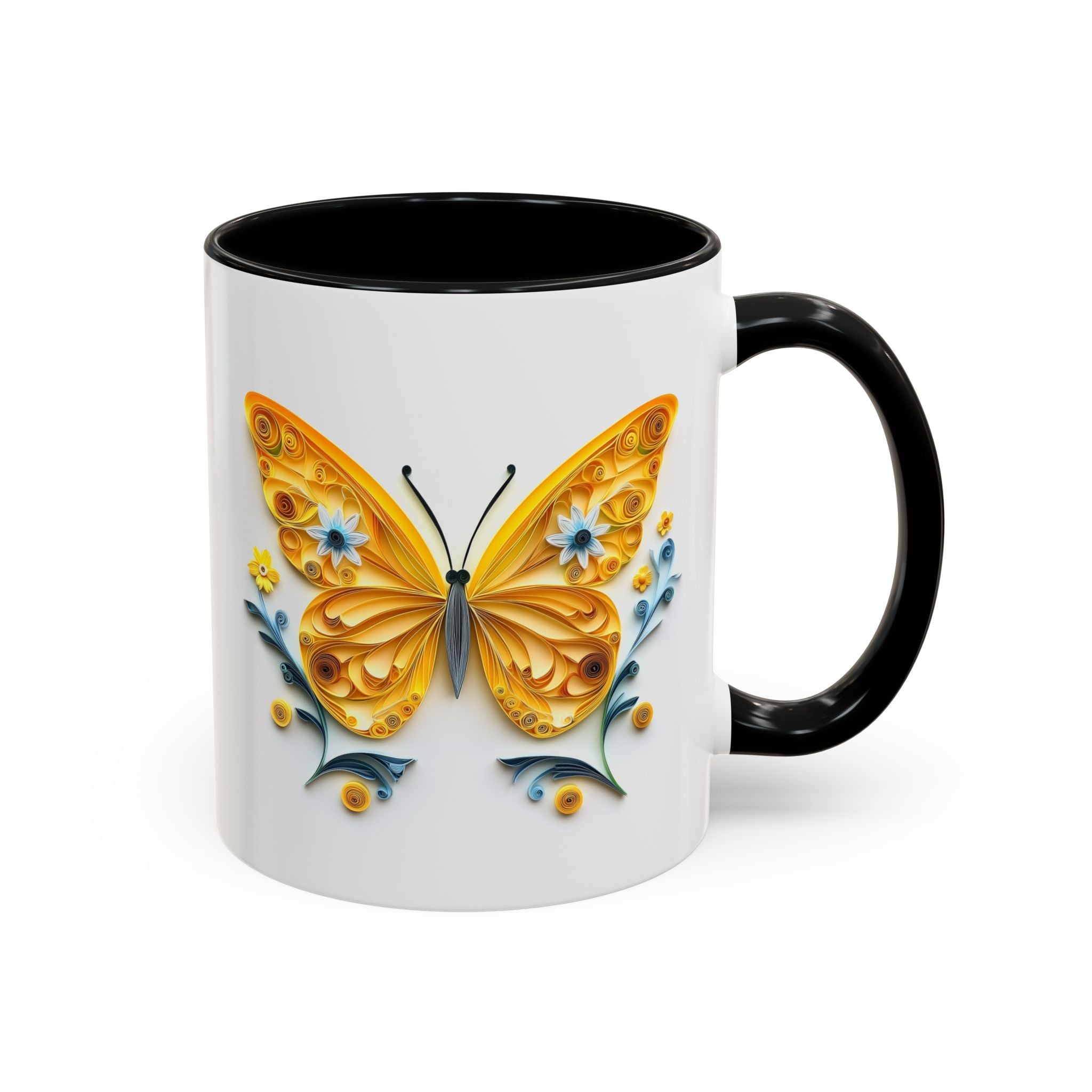 Yellow Butterfly, Paper Quilling Mug-Mug-Wild Pour