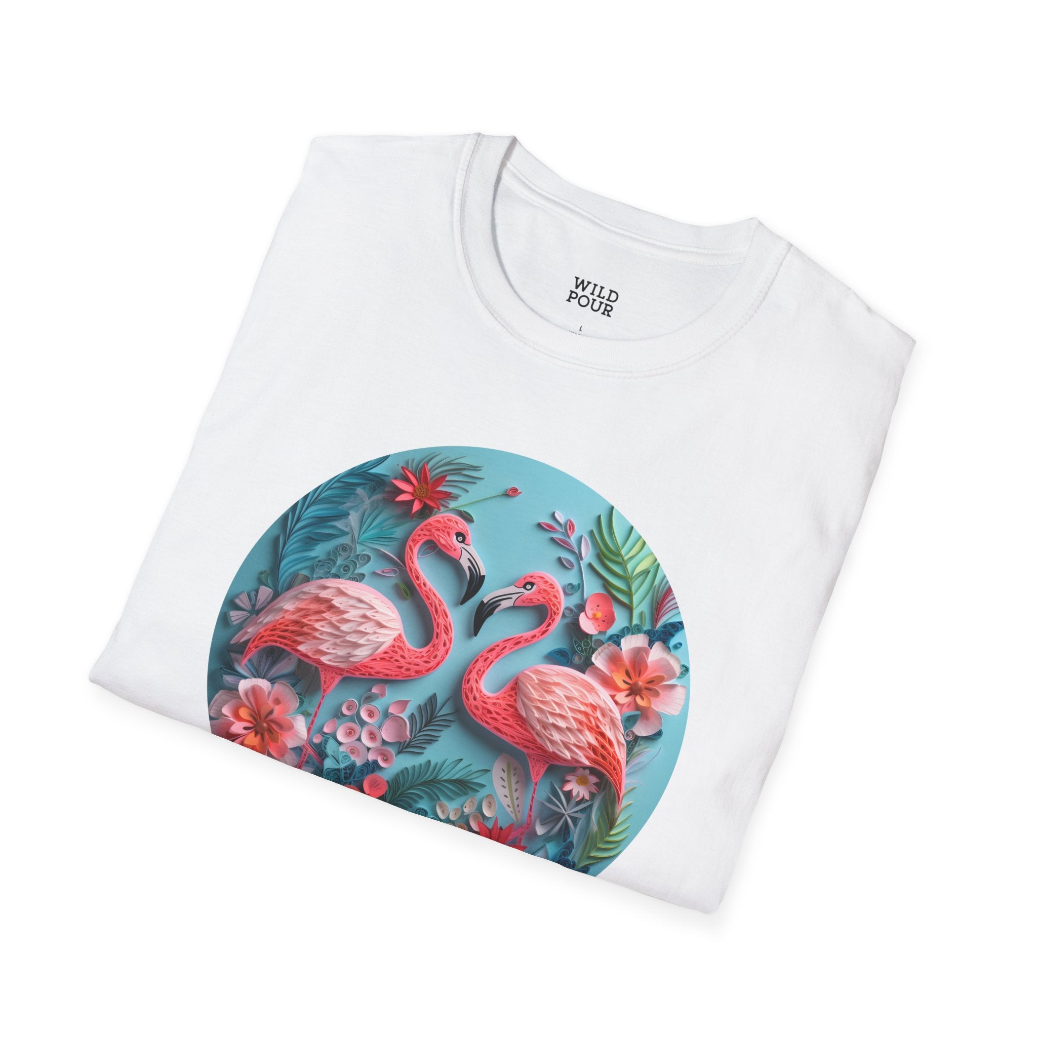 Flamingos, Paper Quilling Tee-Adult Tees-Wild Pour