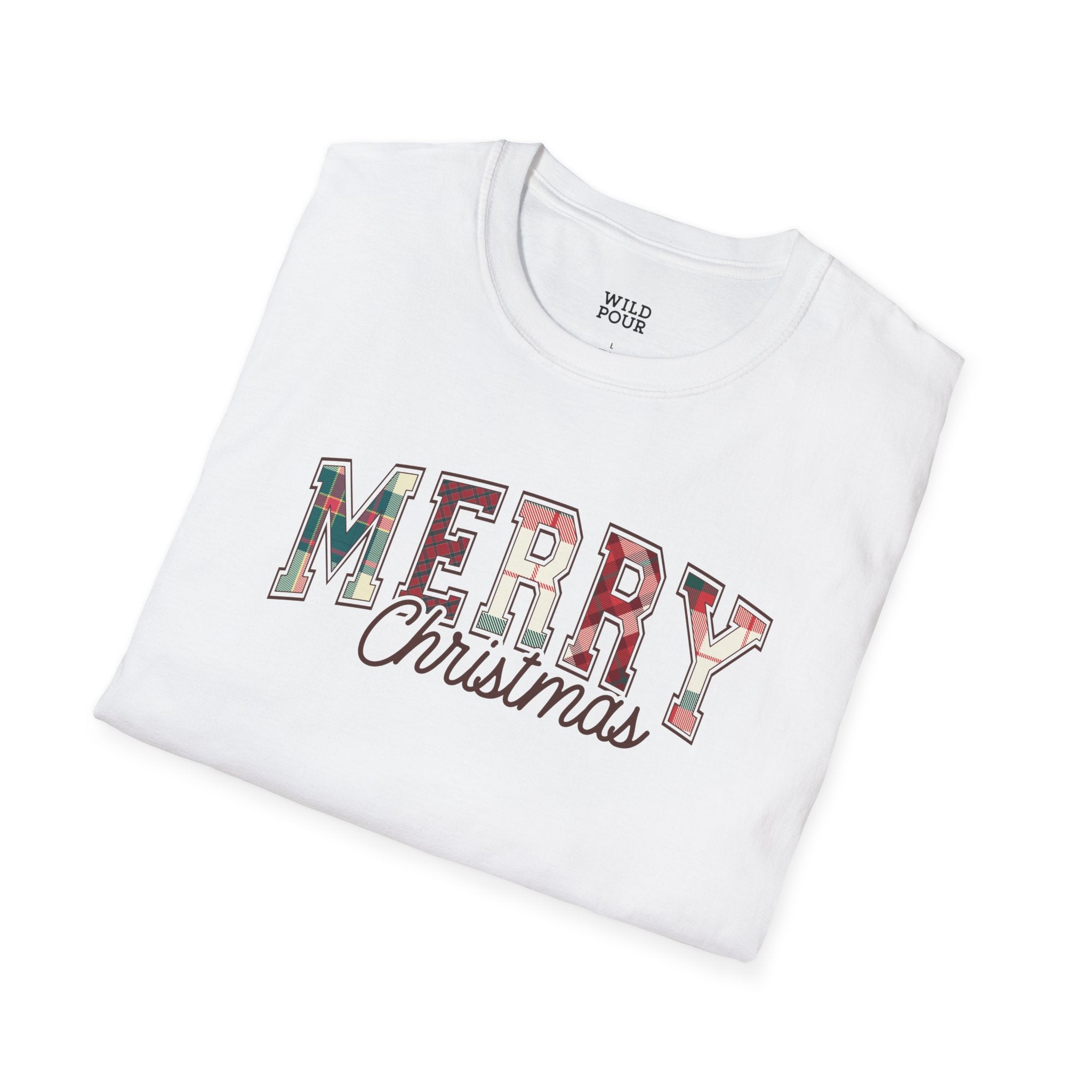 Merry Christmas, Plaid Tee-Adult Tees-Wild Pour