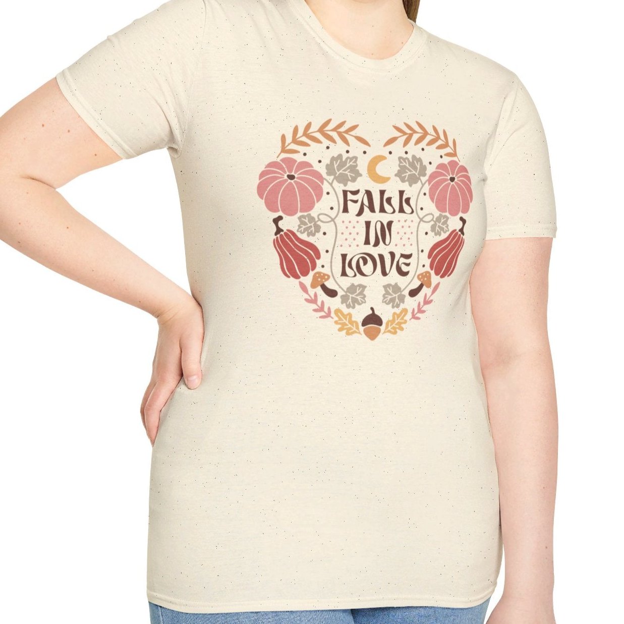 Fall in Love, Boho Retro Fall Tee-Adult Tees-Wild Pour