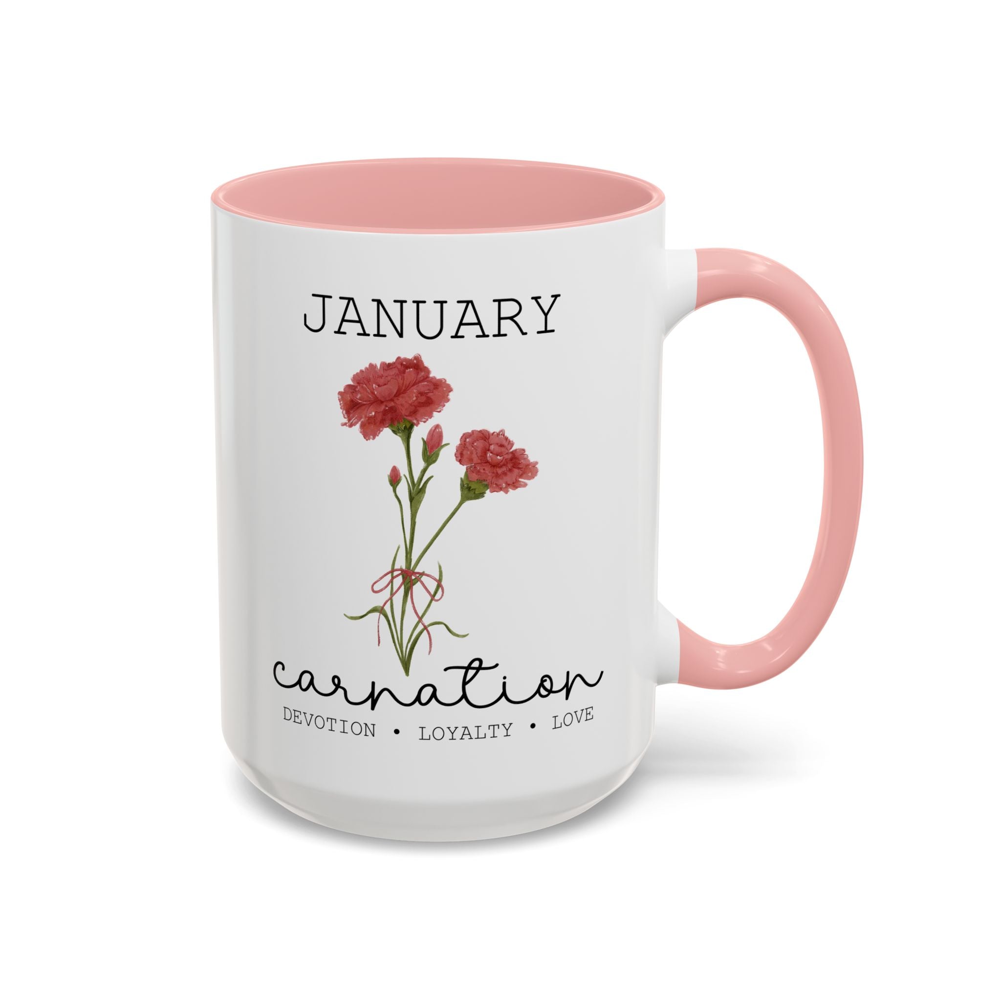 January Carnation, Virtues Birth Month Mug-Mug-Wild Pour