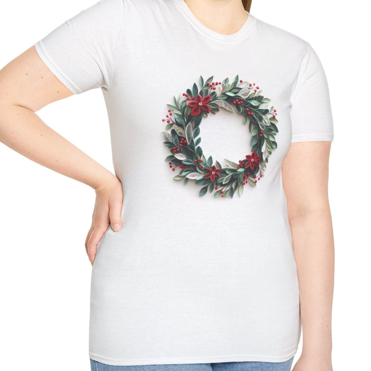 Christmas Wreath, Paper Quilling Tee-Adult Tees-Wild Pour