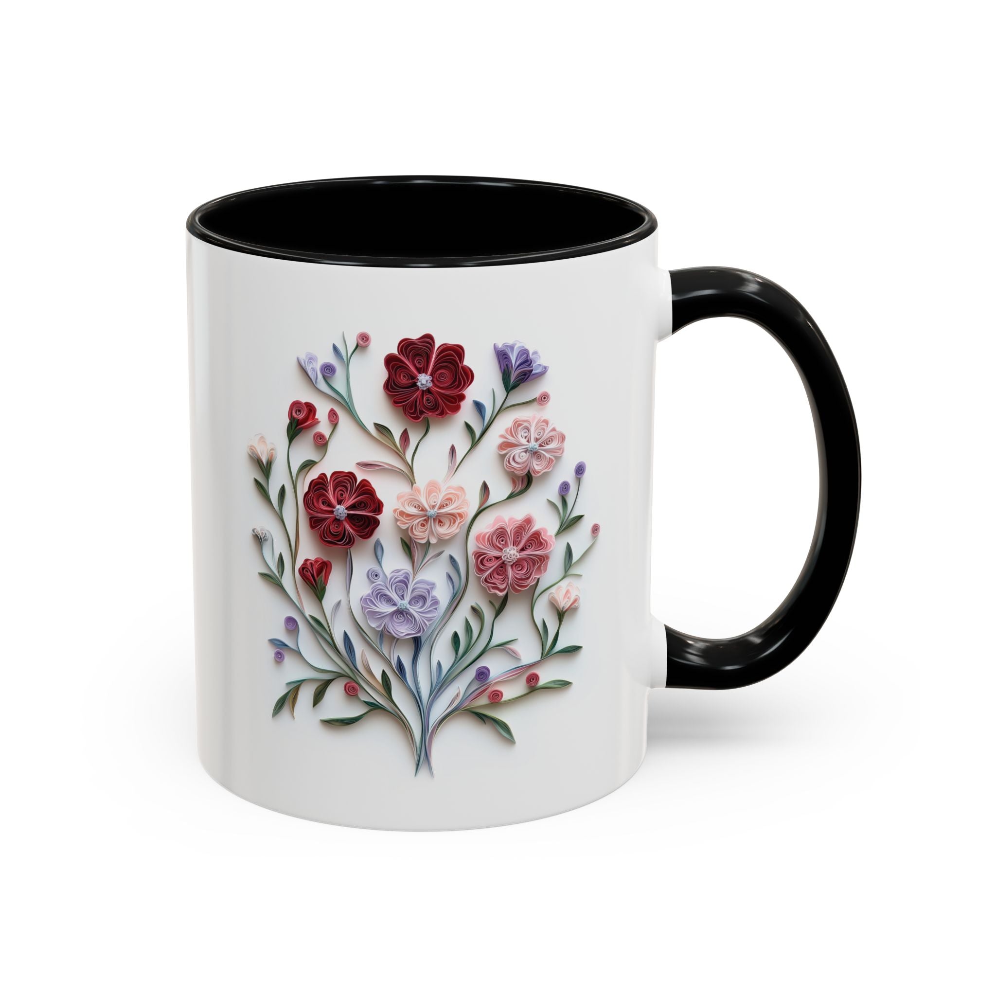 January Carnation, Birth Month Paper Quilling Mug-Mug-Wild Pour