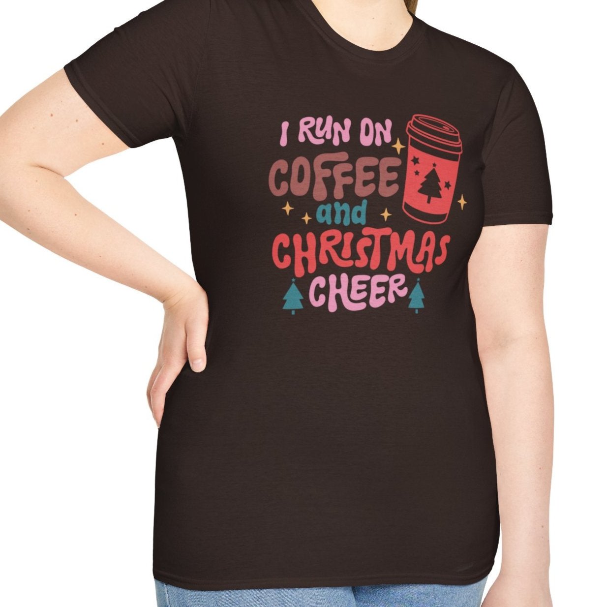 I Run on Coffee and Christmas Cheer Tee-Adult Tees-Wild Pour