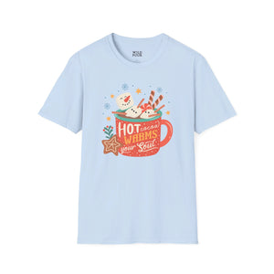 Hot Cocoa Warms Your Soul, Snowman Tee-Adult Tees-Wild Pour